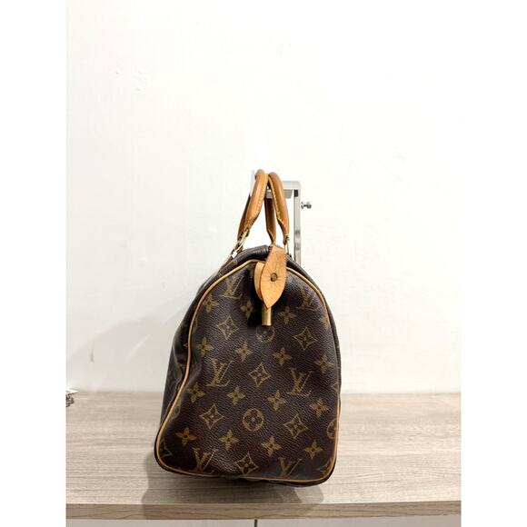 Louis Vuitton 1990 Speedy 30 Monogram Canvas Boston Handbag Brown - Picture 5 of 14